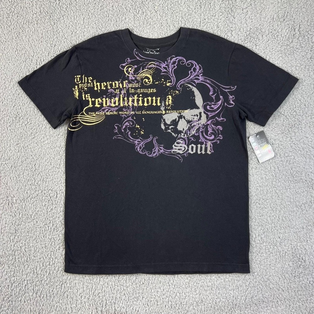 Triple Five Soul T-Shirt Mens Medium‎ Black Skull Revolution Graphic Streetwear
